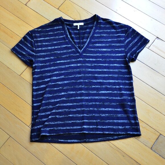 Rag & Bone The Knit Stripe V-Neck T-Shirt XS - Picture 2 of 11